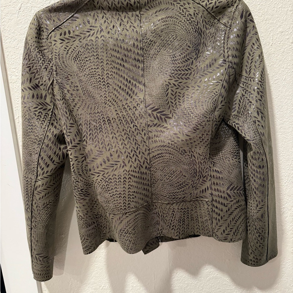 Philosophy Green Patterned Leather Jacket - image 2